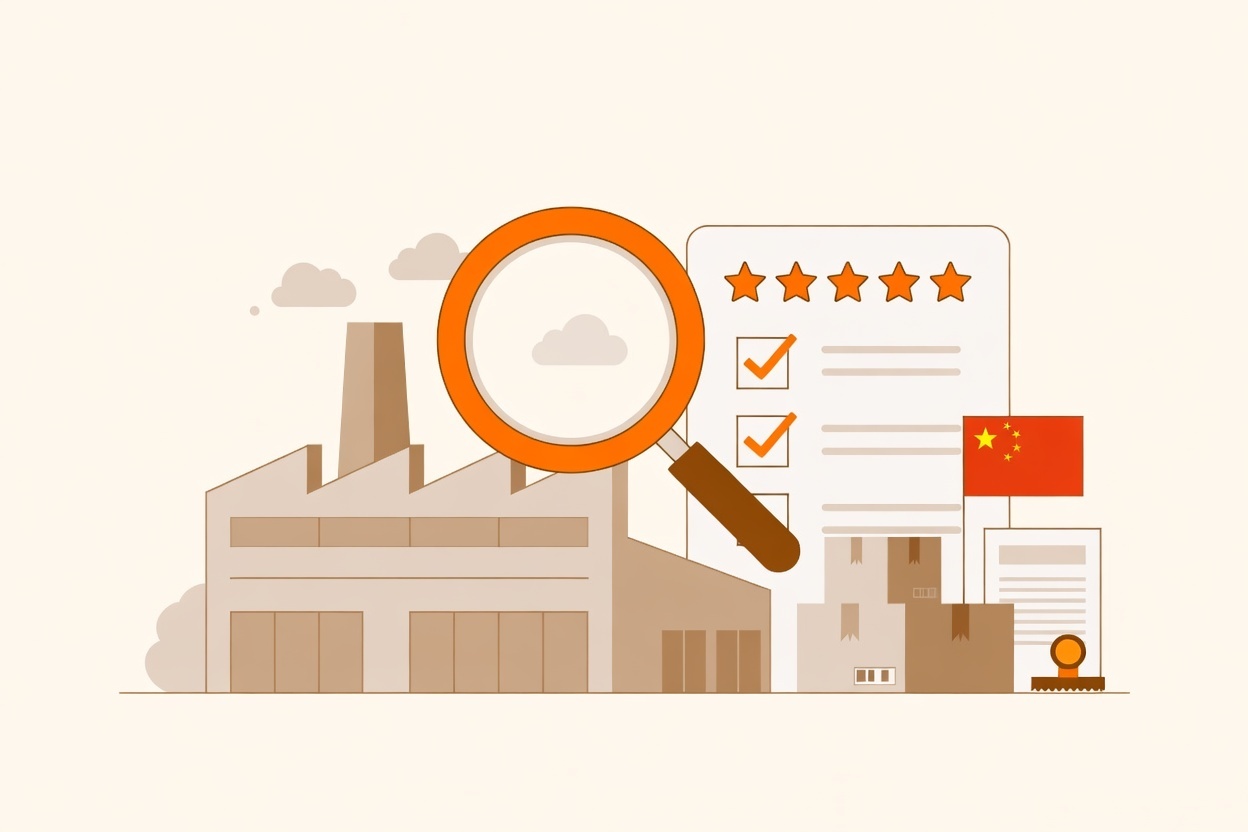 Illustration of supplier verification and product sourcing in China