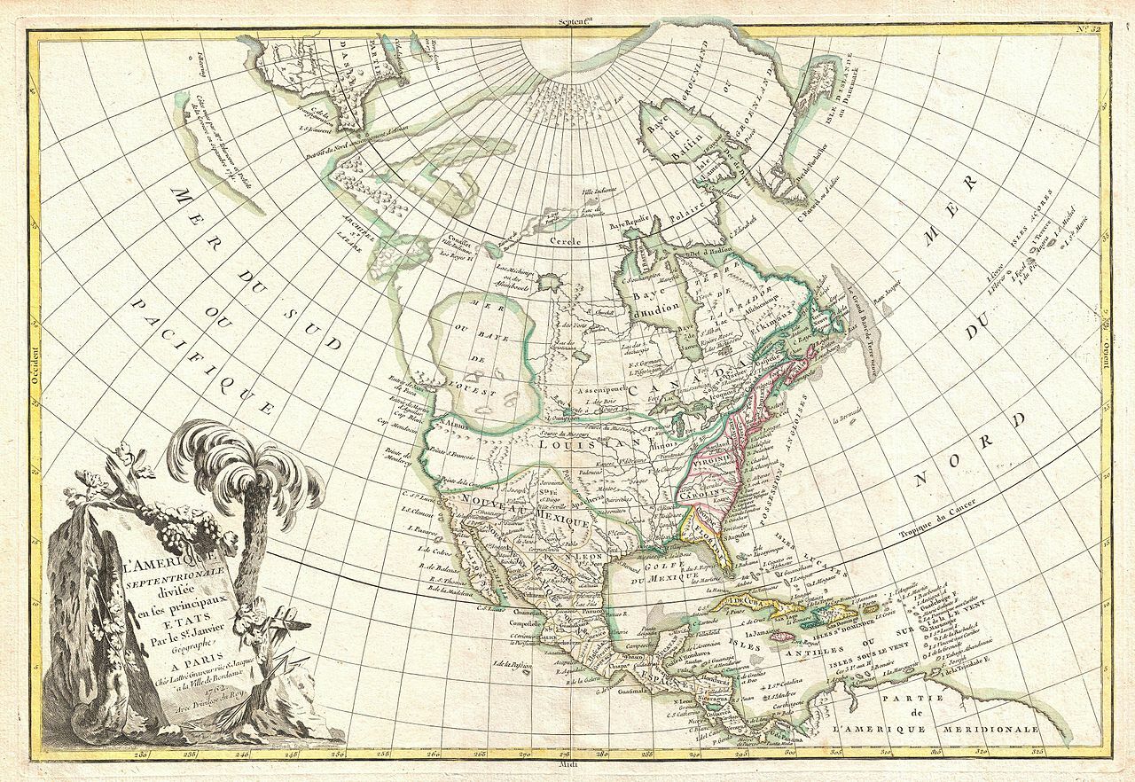 The massive Sea of the West takes up a sizable portion of this 1762 map by Jean Janvier.