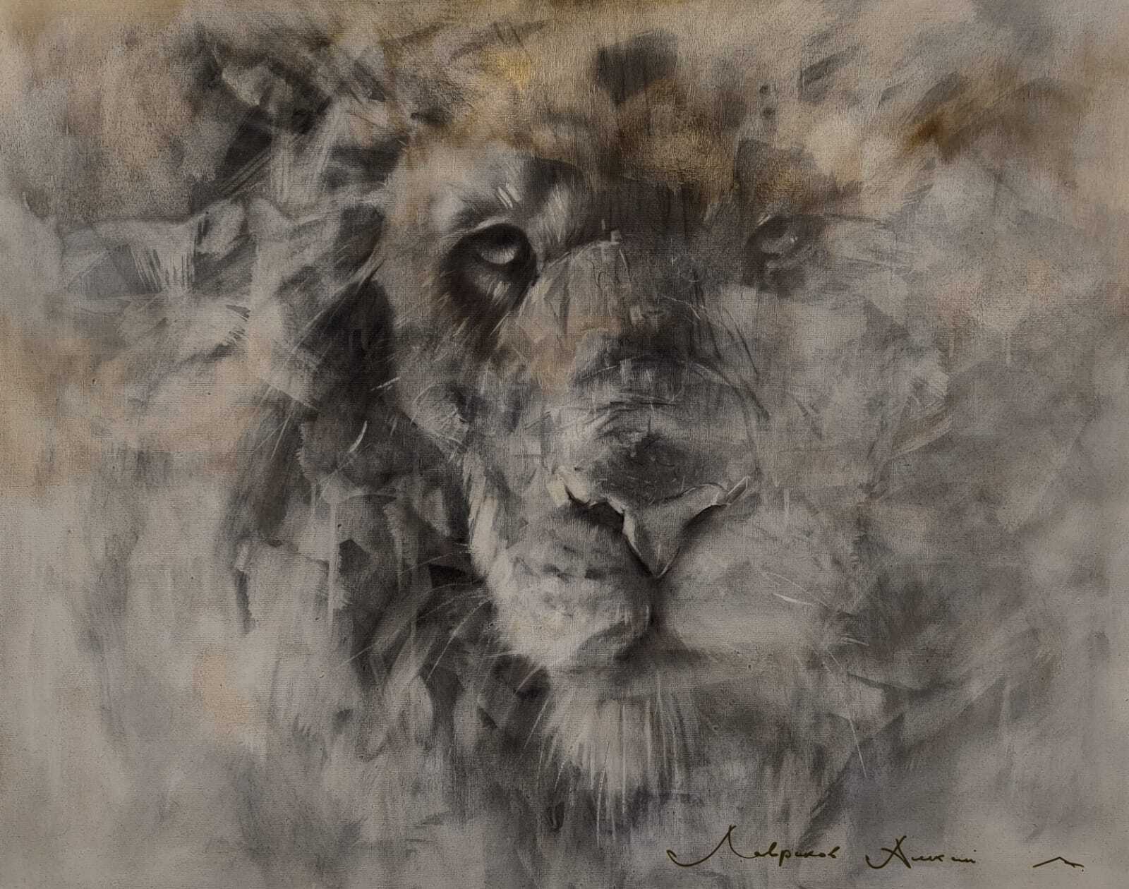 лев, картина маслом, царь зверей, картина в интерьер
