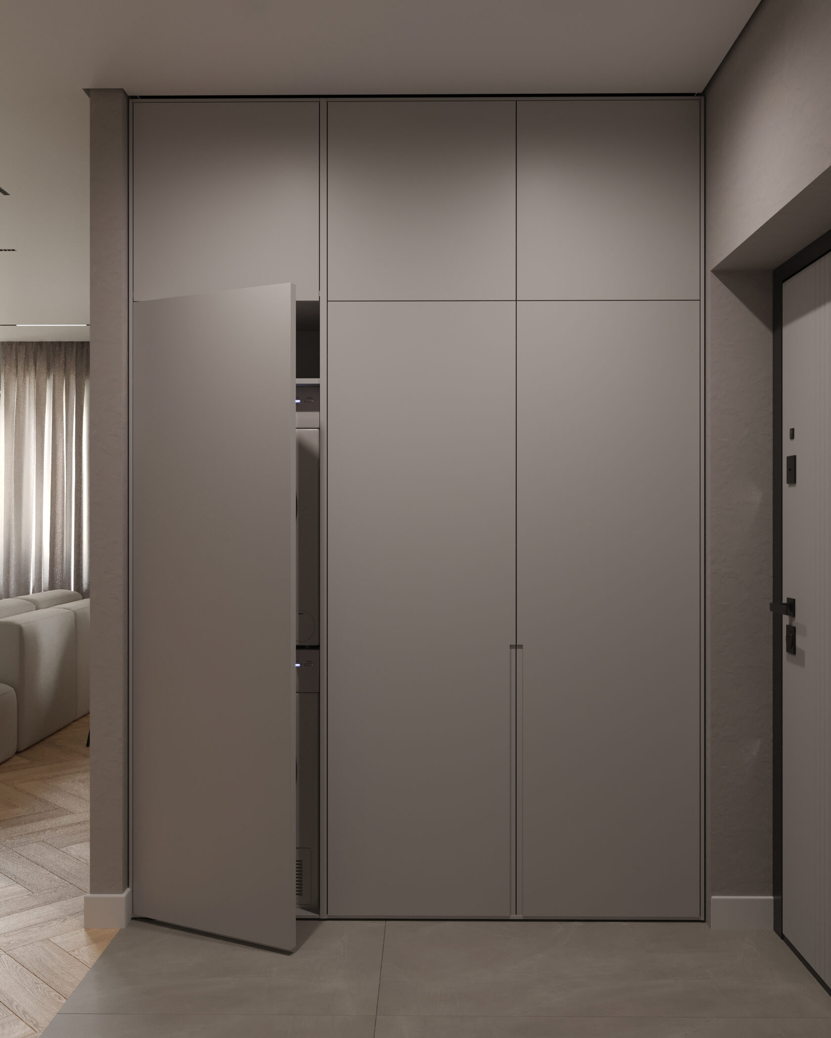 стойка и зеркало в коридоре интерьер 