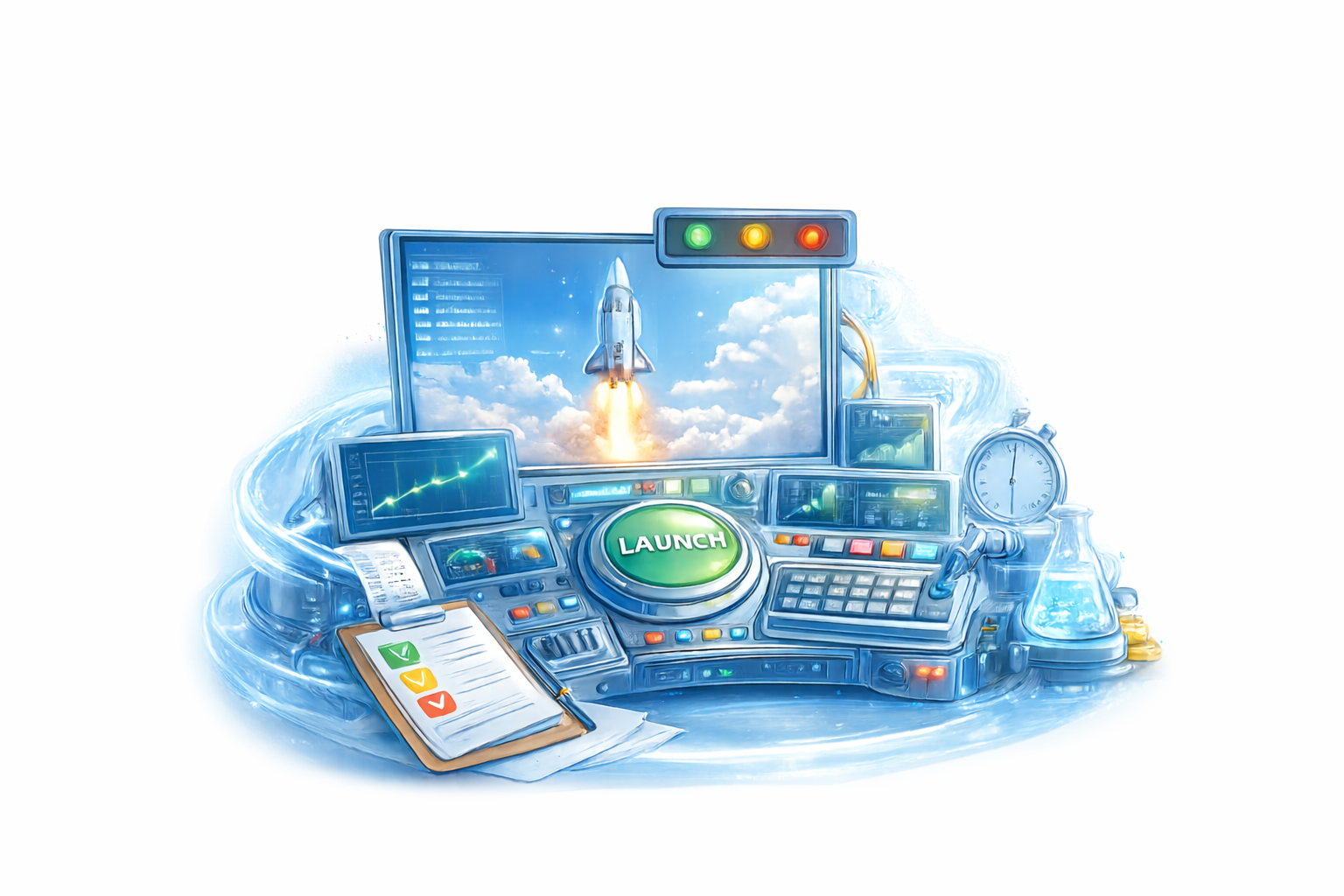 Иллюстрация запуска платформы биллинга для SaaS бизнеса