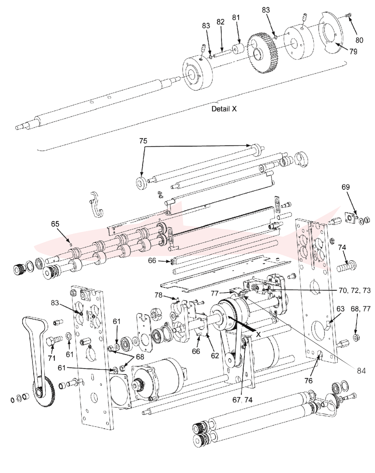 Morgana AutoCreaser Mk2 7-06-04 Creasing Unit — схема деталей, позиции 61–84