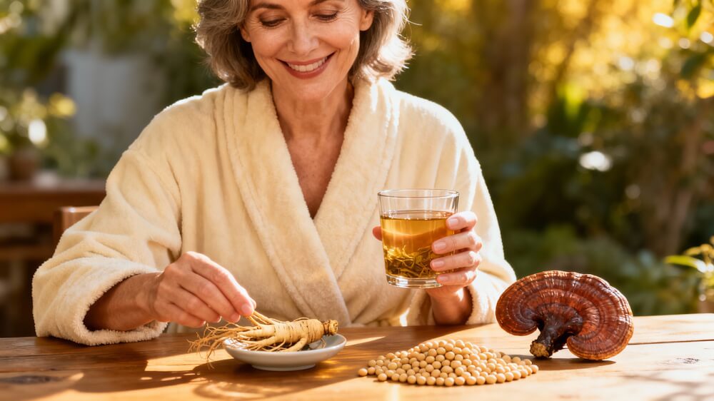 женская энергия, бады для женщин после 40, гормональный баланс, фитоэстрогены, чхонгокчжан, рейши, женьшень, корейские добавки