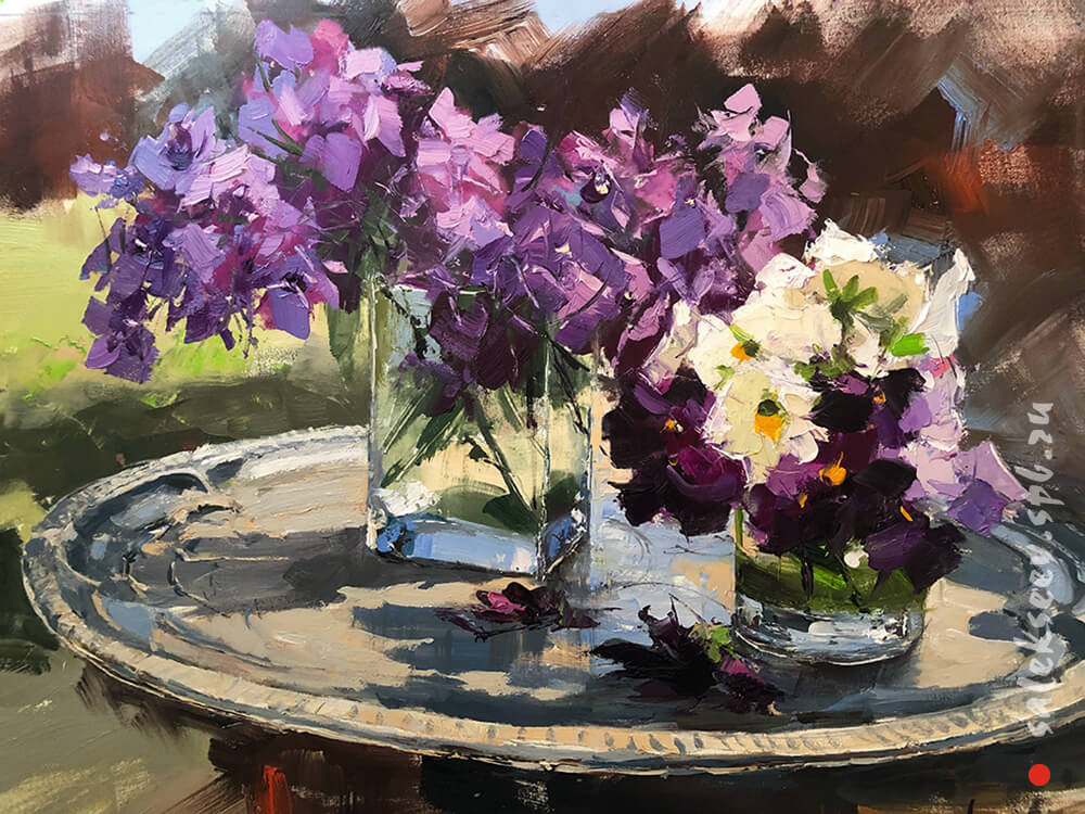 Phlox and Pansy. Fragment. 2023. Oil on canvas