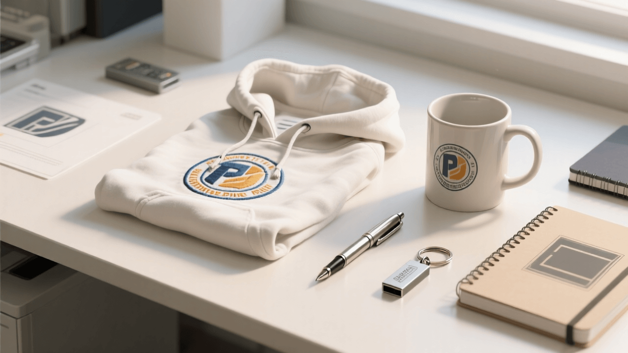 Набор брендированных корпоративных сувениров с разными технологиями печати