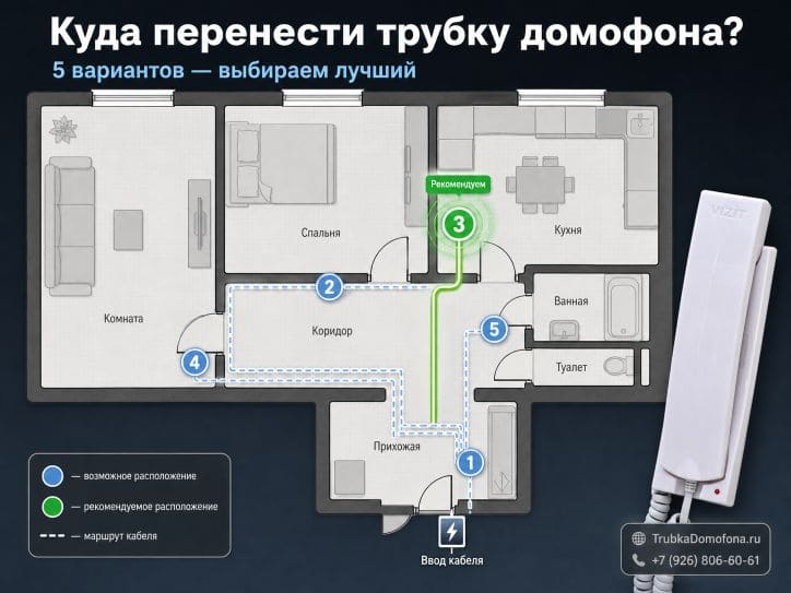 Куда лучше перенести трубку домофона: выбираем идеальное место в квартире