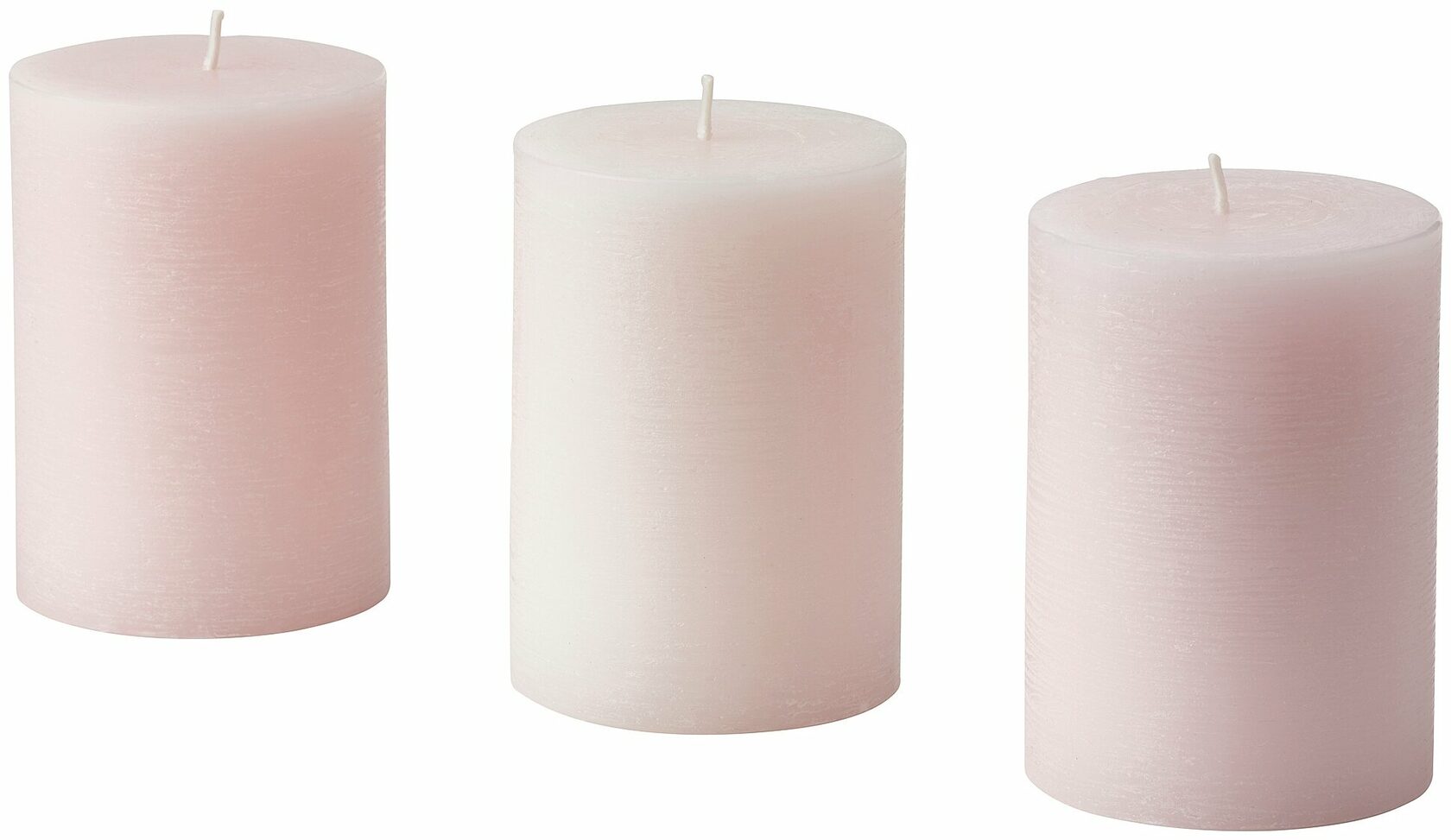 Набор свечей ИКЕА ЛУГНАРЕ, жасмин (505.021.41) розовый 7 см 30 часов цилиндрическая 3 шт. хлопок  цветочный 10 см набор