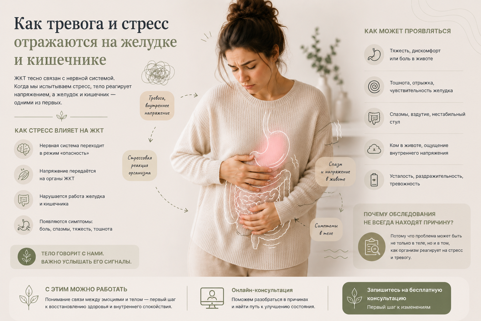 Как тревога и стресс отражаются на желудке и кишечнике