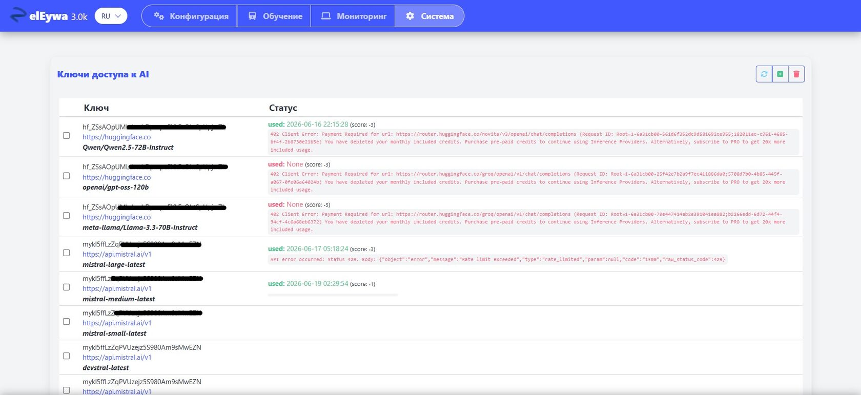 Управление API-ключами