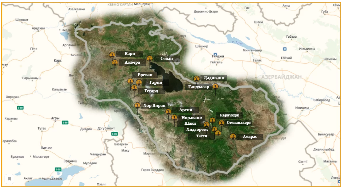 Карта армении нораванк