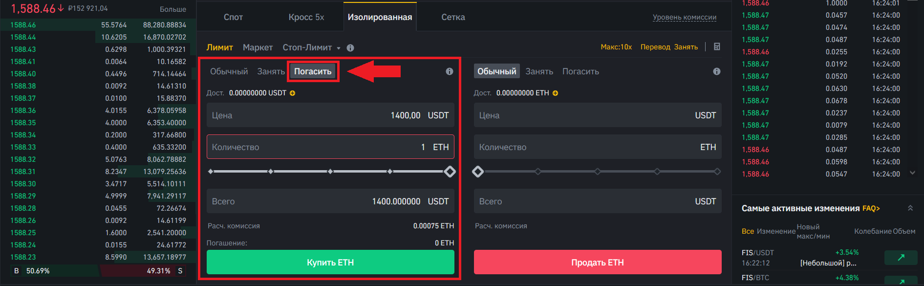 Как торговать в шорт с маржей, Binance