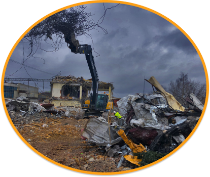 Экскаватор с бетоноломом-крашером аренда собственник измельчение железобетона бетона монолита 