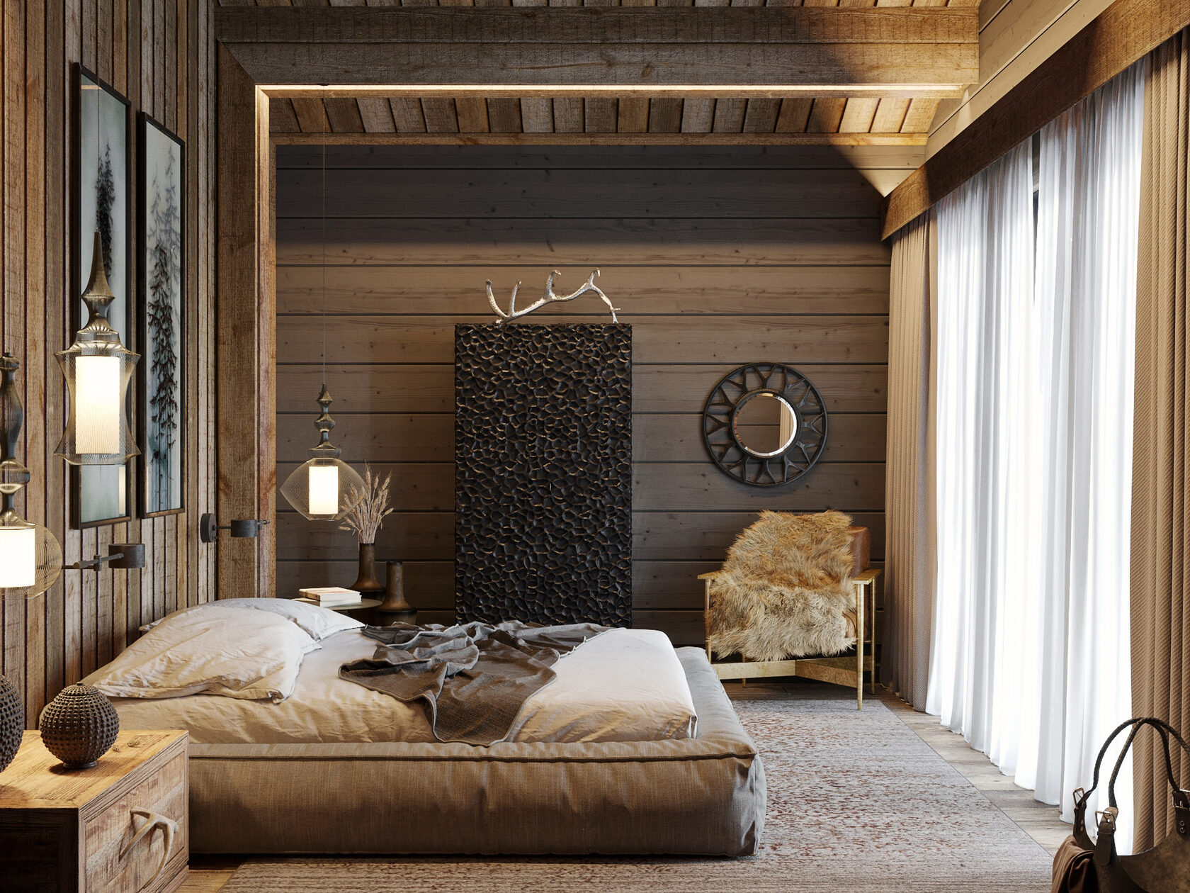 Interior design bedroom in house