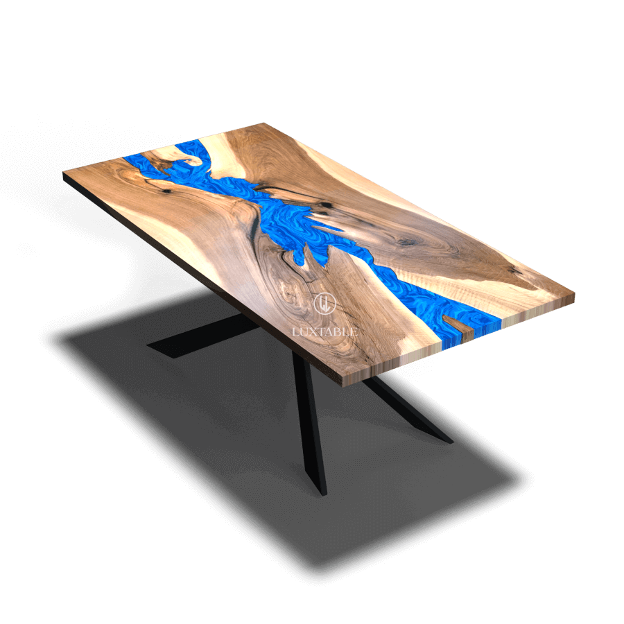 Epoxy resin tables made of solid wood