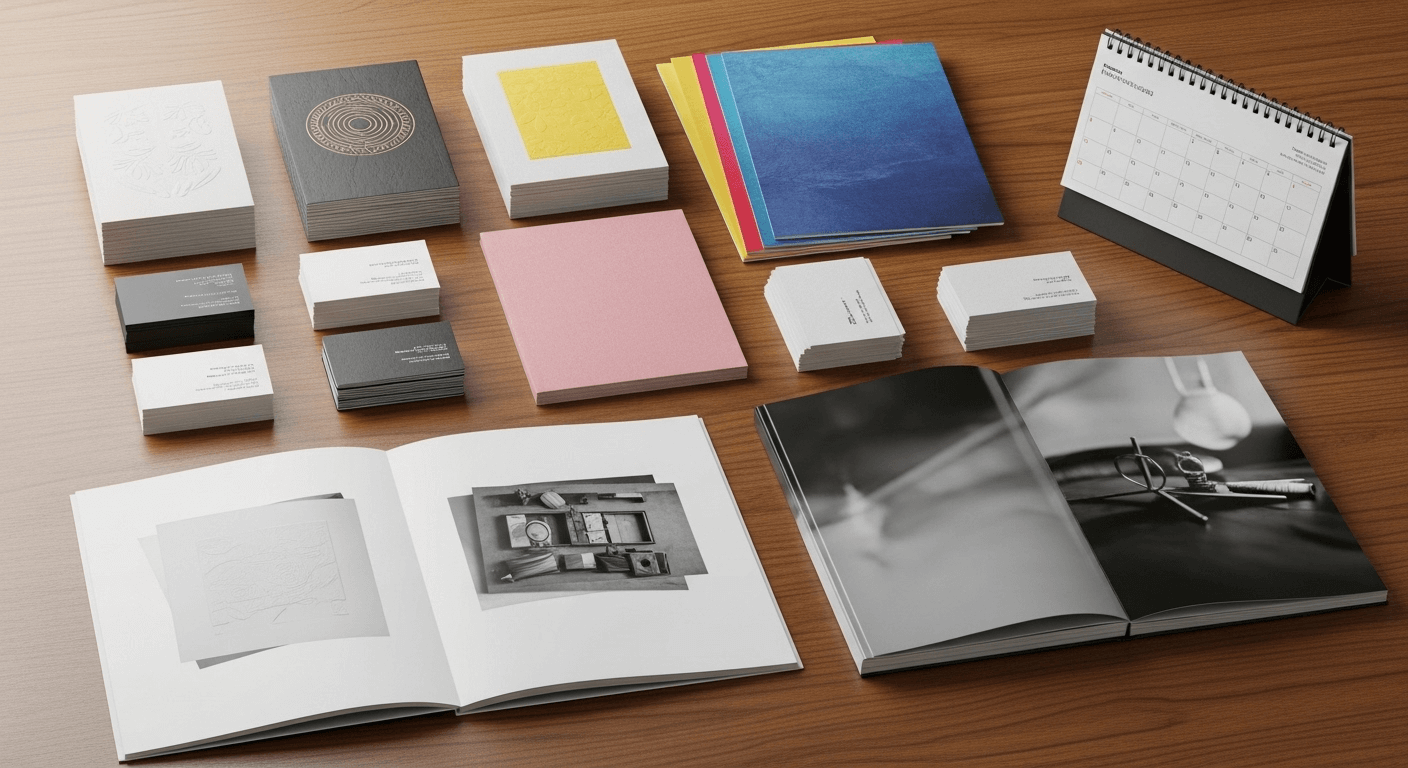 Полиграфическая продукция: визитки, календари и каталоги с логотипом компании