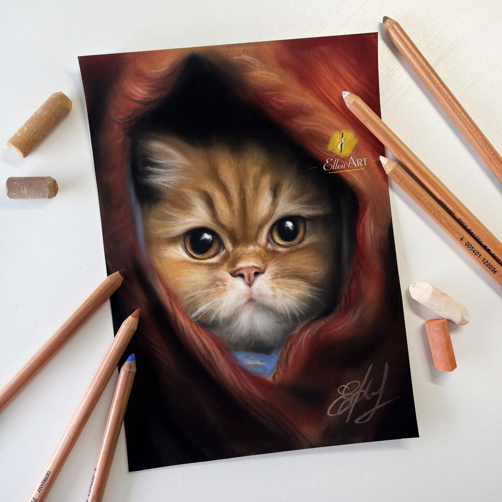 Котик в цветной технике