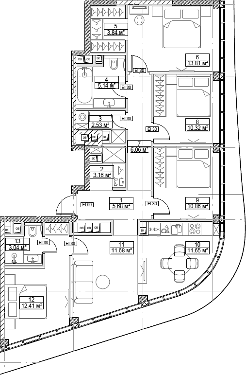 5-комн 140 м²