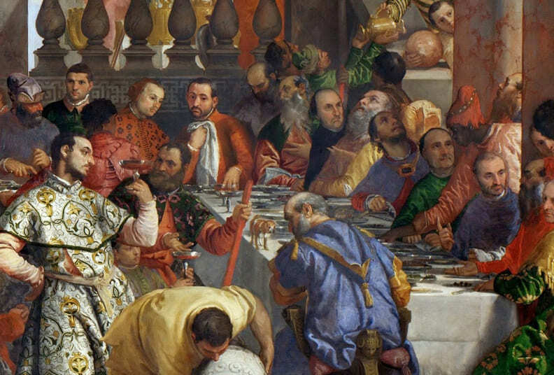 Фрагмент с собакой. Паоло Веронезе. «Брак в Кане», 1563