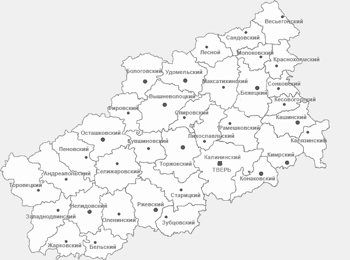 Карта твери и области с деревнями