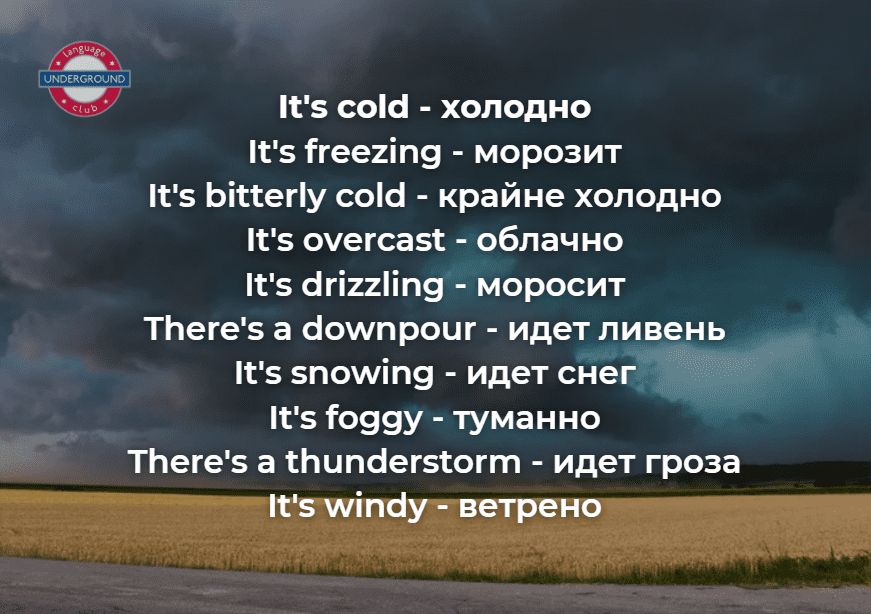описание холодной погоды на английском