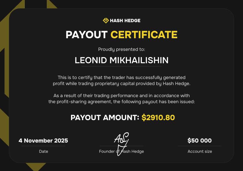 Сертификат выплаты участника Hash Hedge