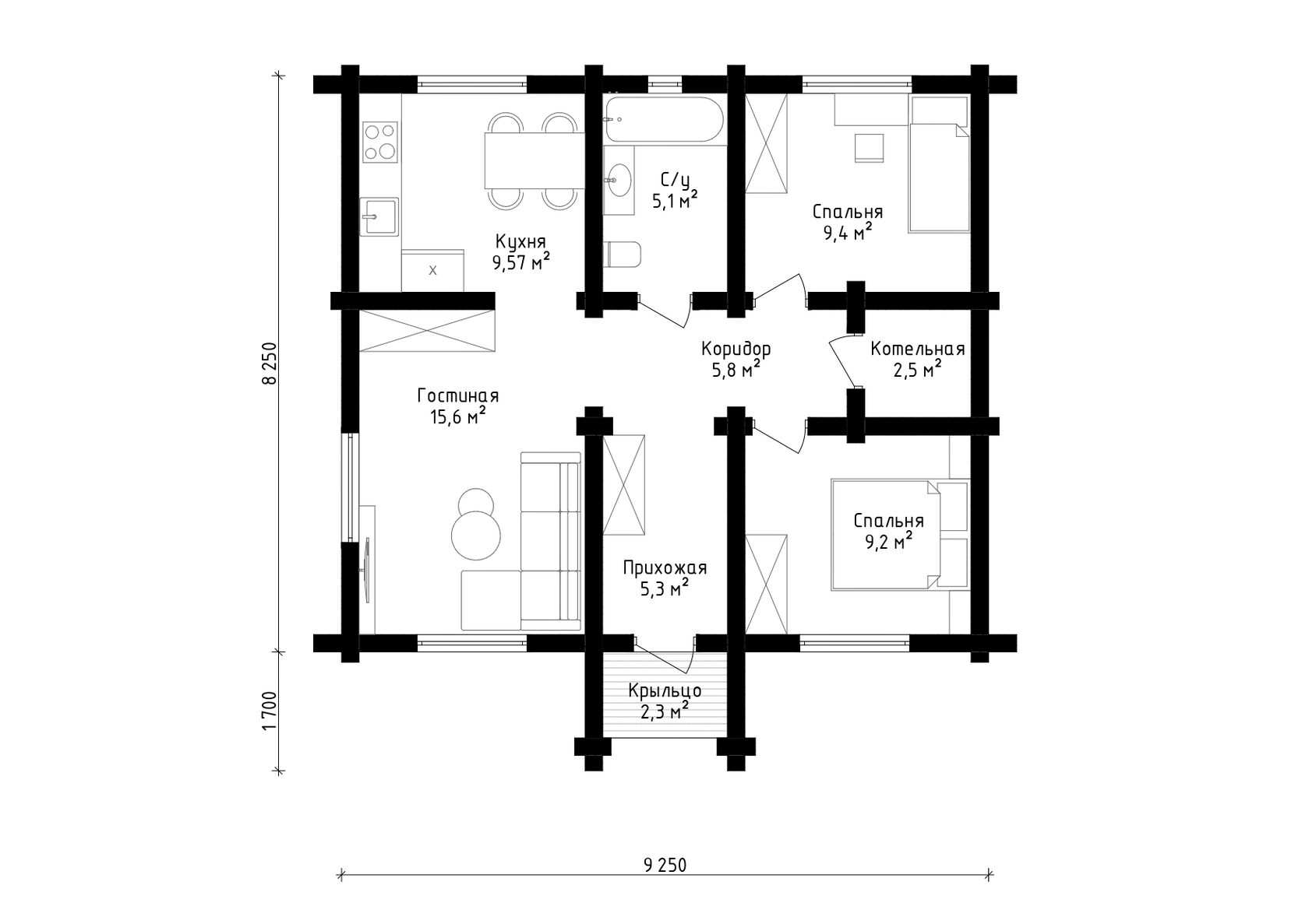 Строительство домов из оцилиндрованного бревна от 45 000₽/м²