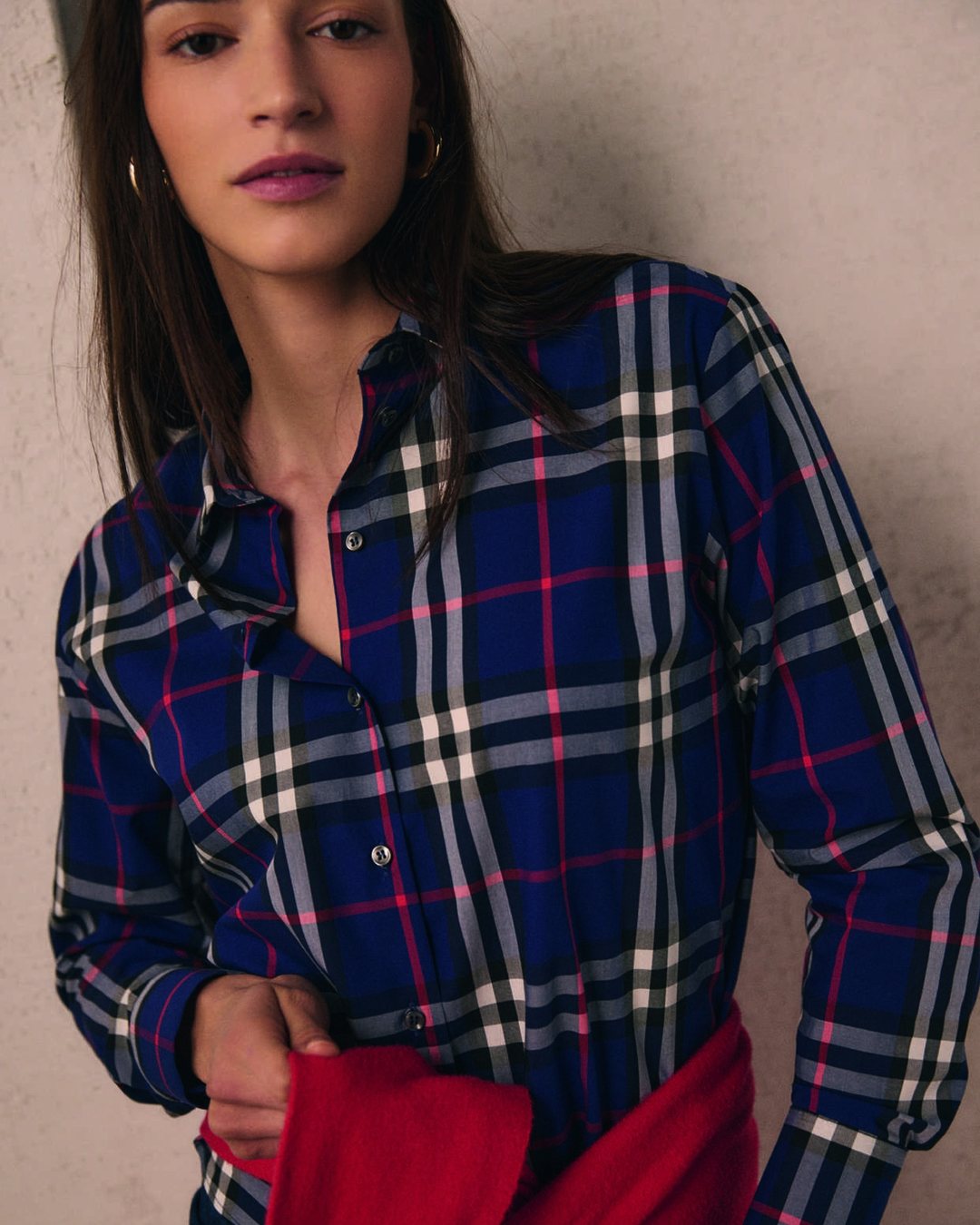 Zanetti 1965 Autunno-Inverno 2026-27: camicia a quadri tartan blu e rossa