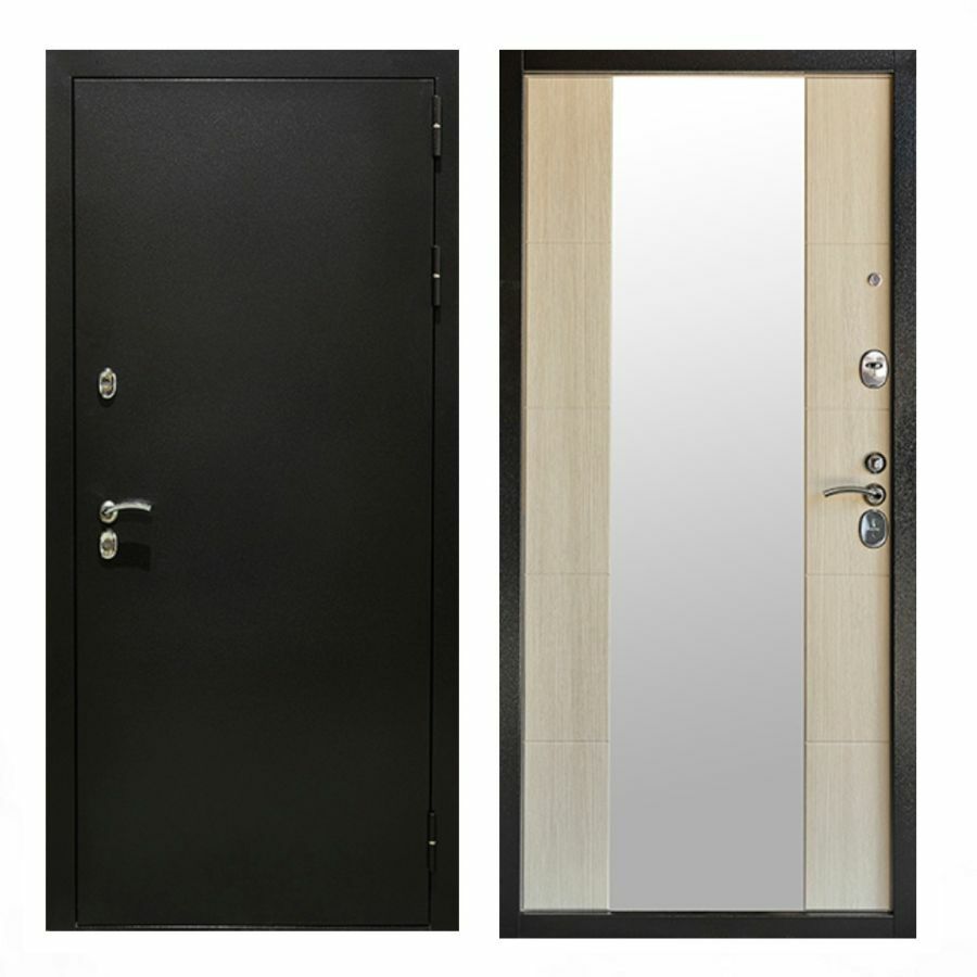 Дверь с зеркалом в квартиру MIRROR Меланж светлый