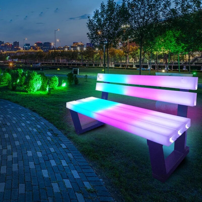 Купить светодиодные калининград. RGB скамейка. Светящиеся/ стульчики. Стулья светящиеся для улица.