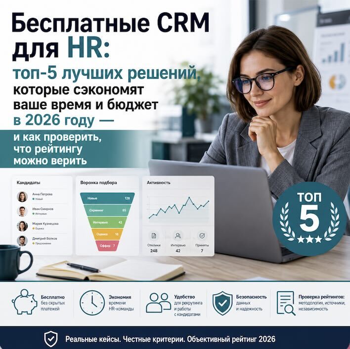 Бесплатные CRM для HR: топ-5 лучших решений, которые сэкономят ваше время и бюджет в 2026 году — и как проверить, что рейтингу можно верить
