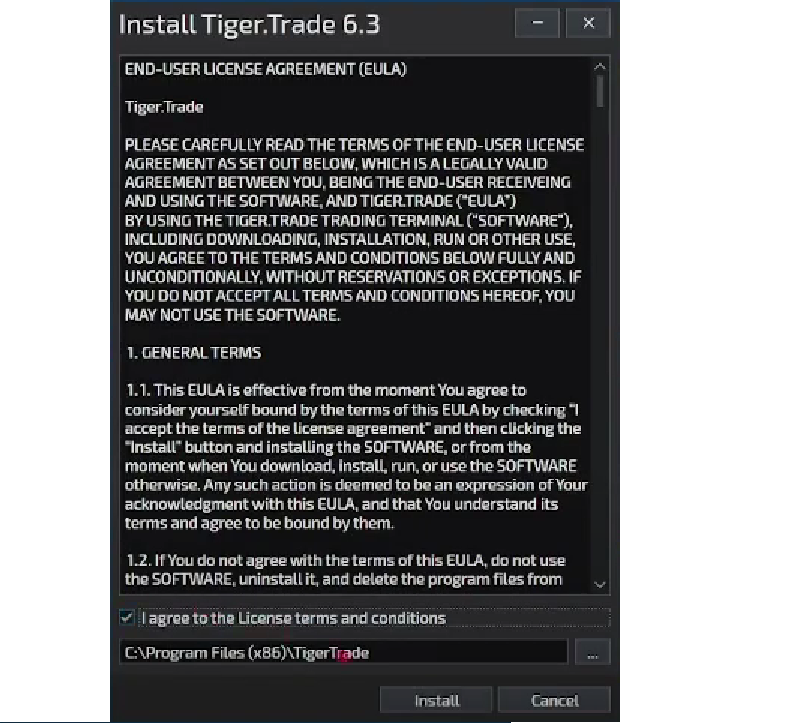 TigerTrade license agreement