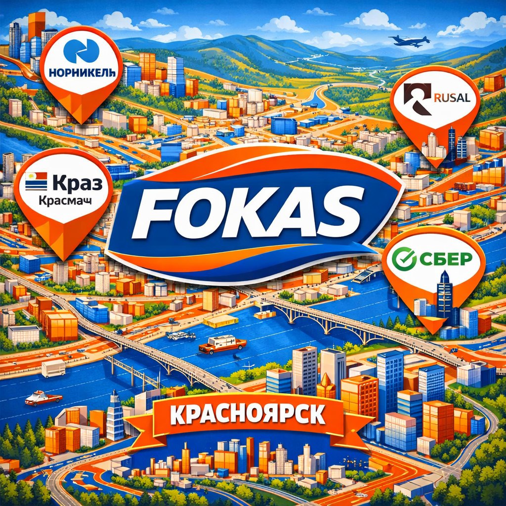 Топ компаний на Яндекс Картах в Красноярске, визуализация FOKAS