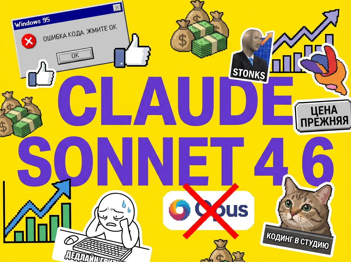 Логотип Anthropic и визуализация нейросети Claude Sonnet 4.6 на темном фоне