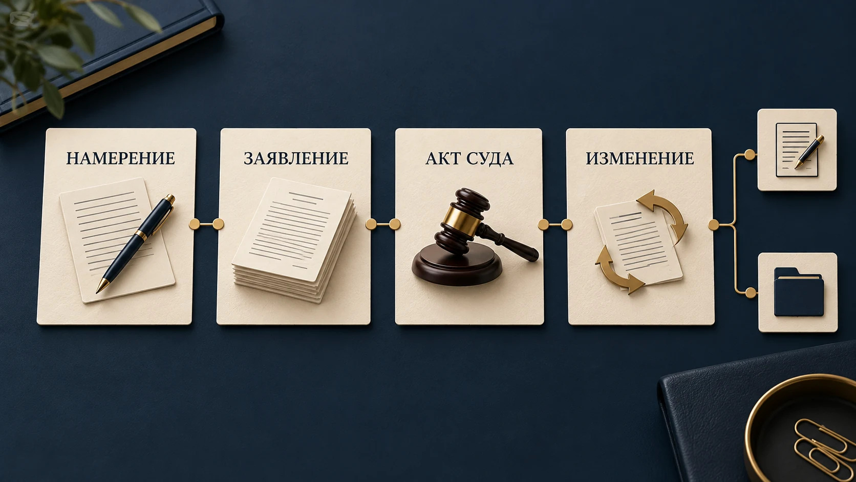 Концептуальная временная шкала: намерение, процессуальные акты, процедура и последующие изменения