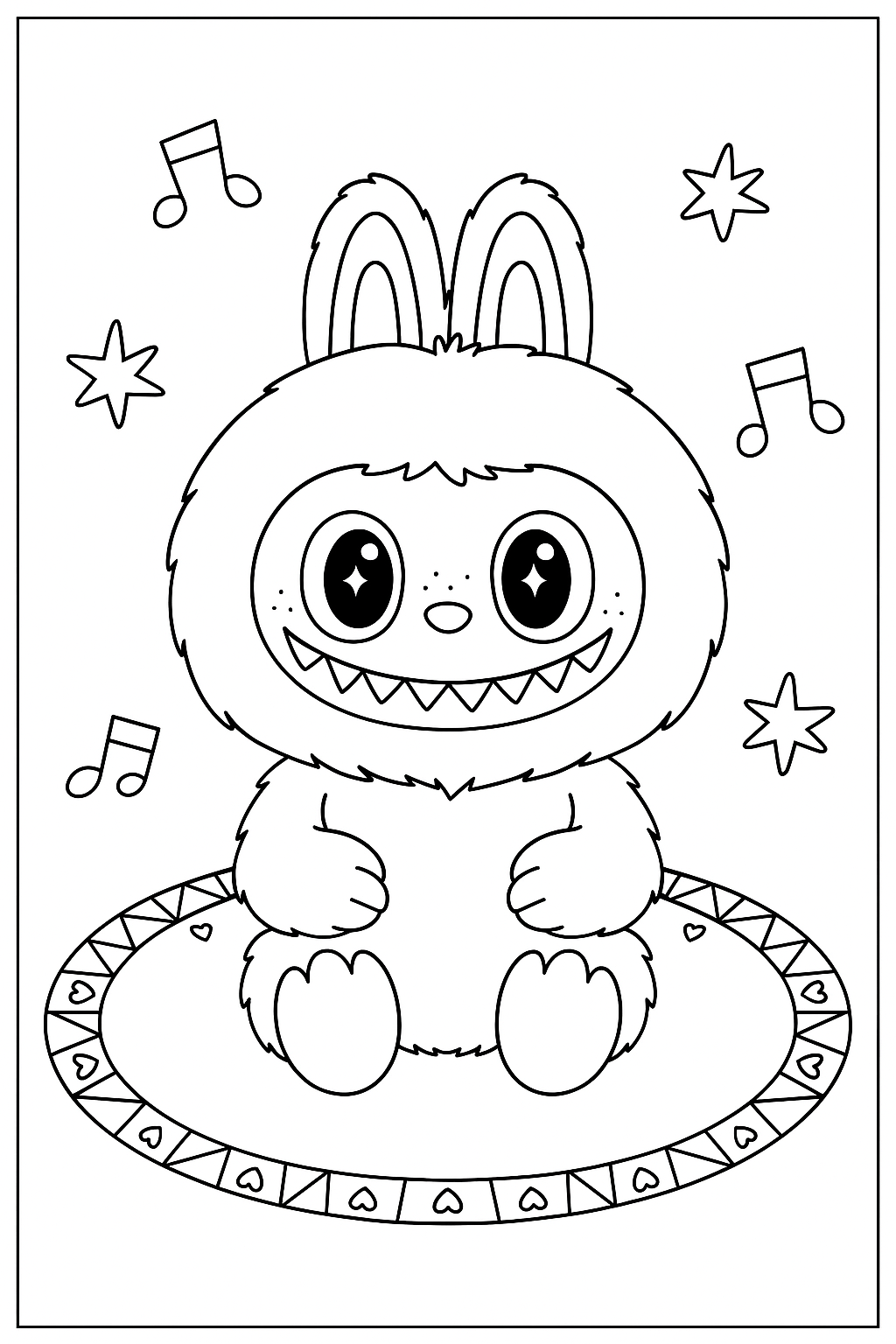 Раскраска для детей Лабубу (Labubu) милый монстр 