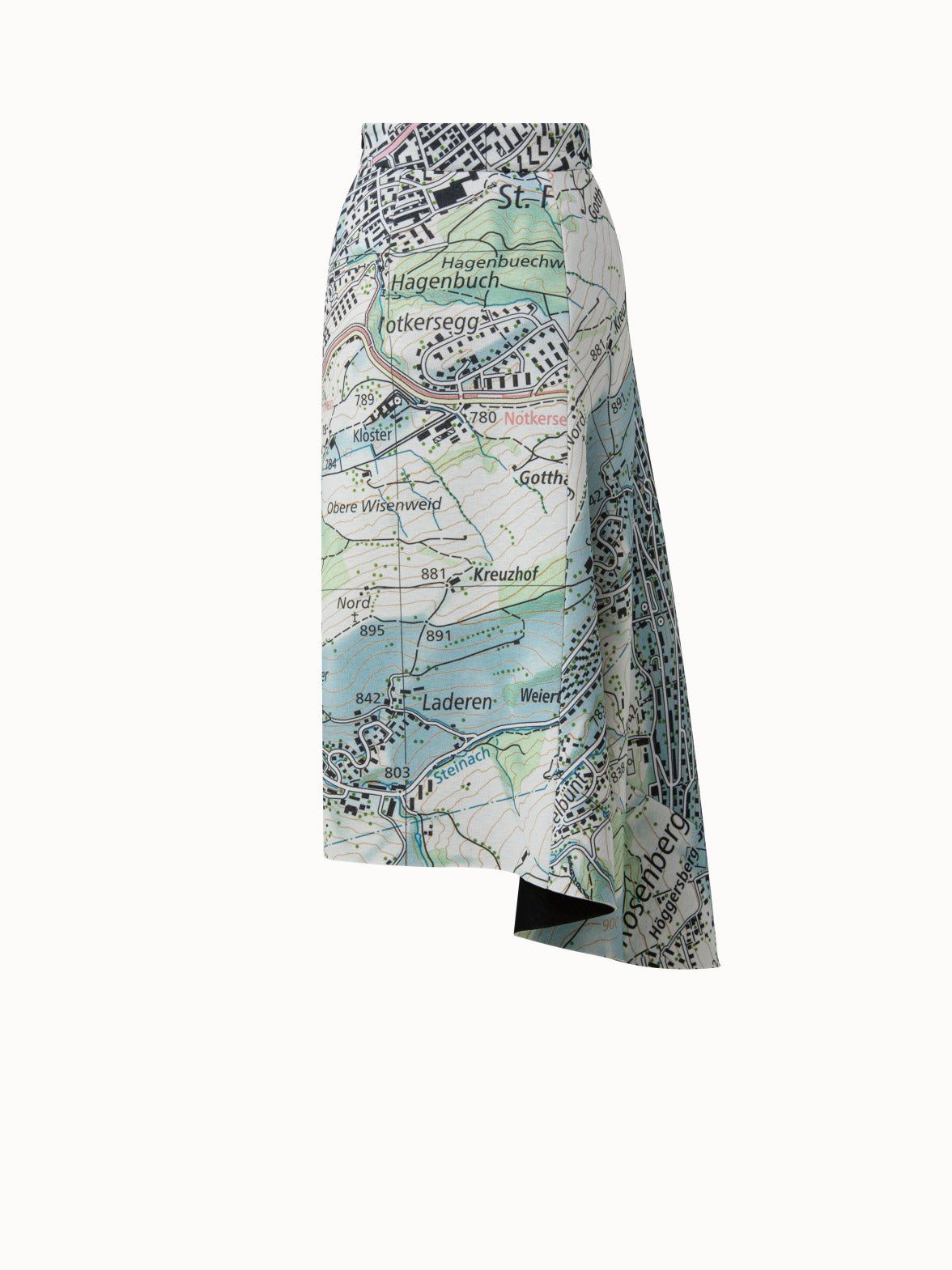 асимметричная юбка с крупномасштабной топографической картой