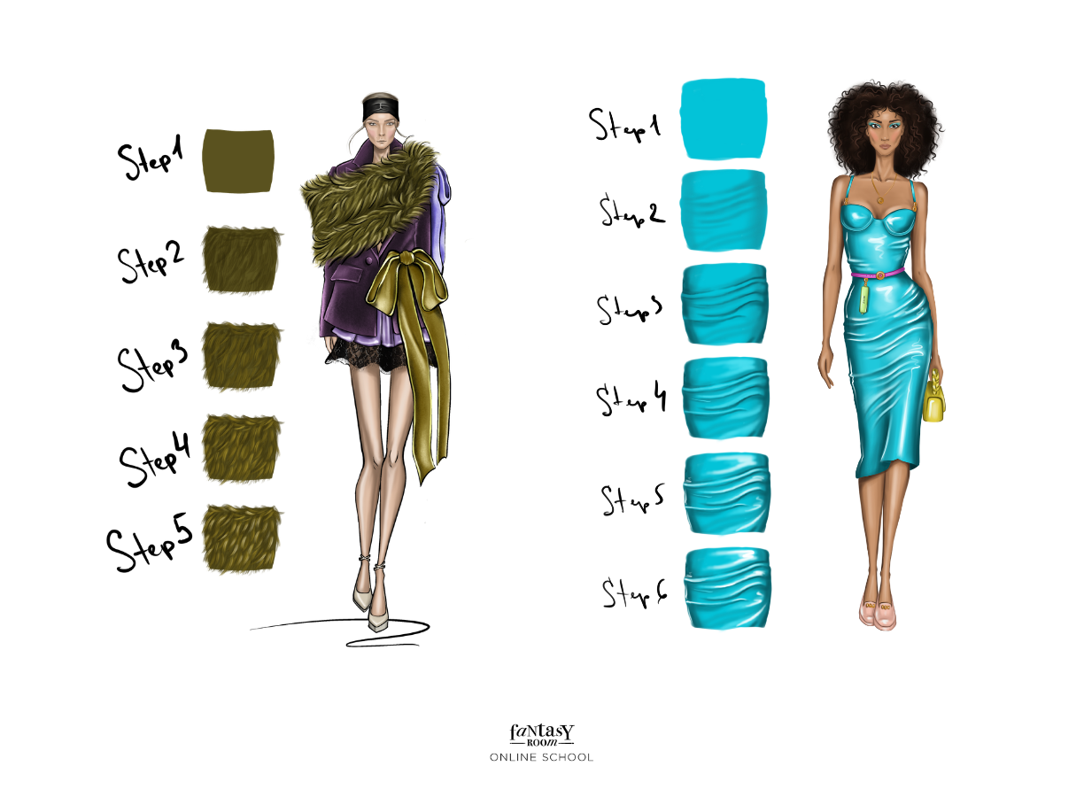 How to draw fabrics in fashion sketch 