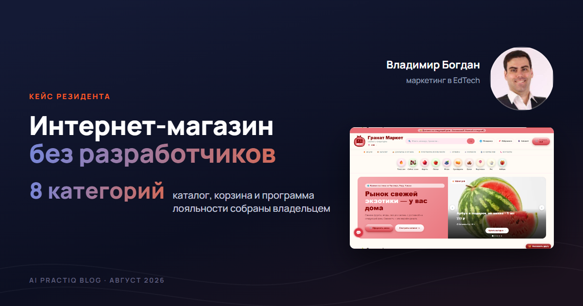 Как создать интернет-магазин самому: участник клуба собрал магазин доставки с каталогом и корзиной без разработчиков