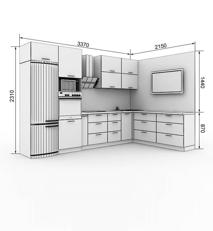 Размеры кухонного гарнитура со встроенной техникой стандартные размеры и чертежи фото