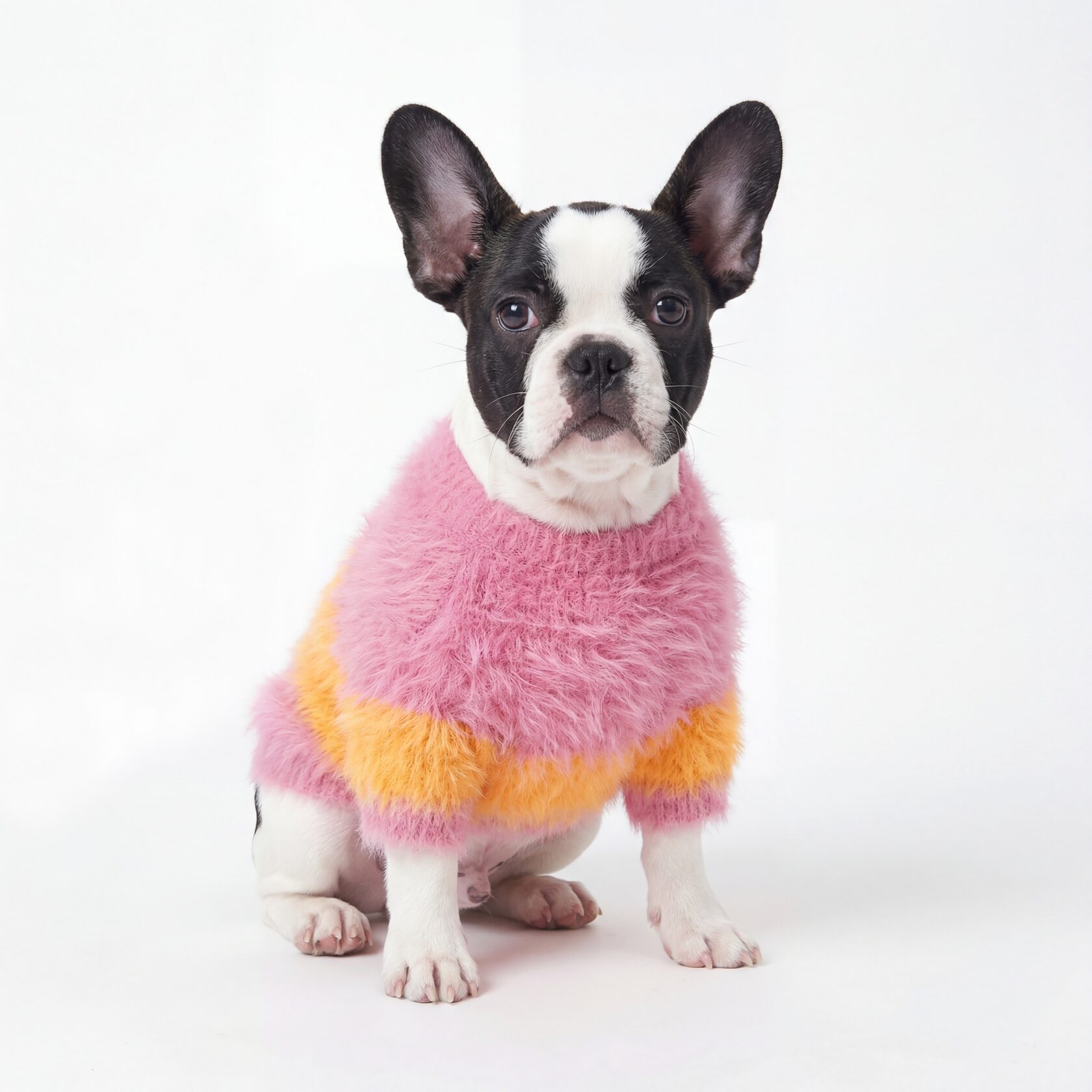 Пушистый свитер для собак и кошек мелких и средних пород розово-оранжевый градиент, тёплый для прогулок; купить в Москве, доставка по Москве и России 