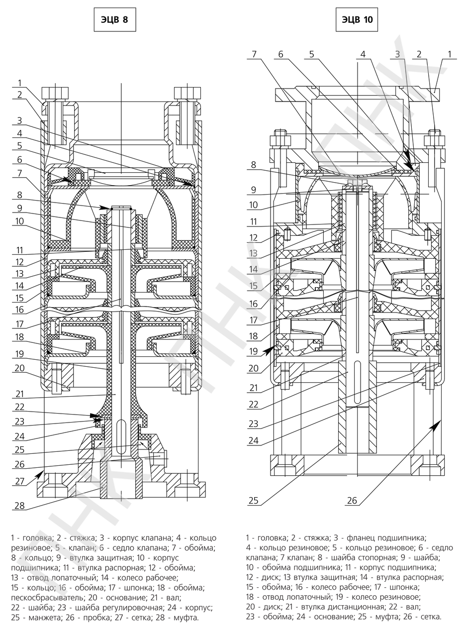 Погружной насос чертеж