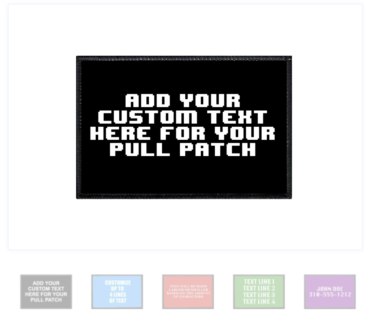 CUSTOMIZABLE - UP TO 4 LINES OF TEXT - BLACK - REMOVABLE PATCH