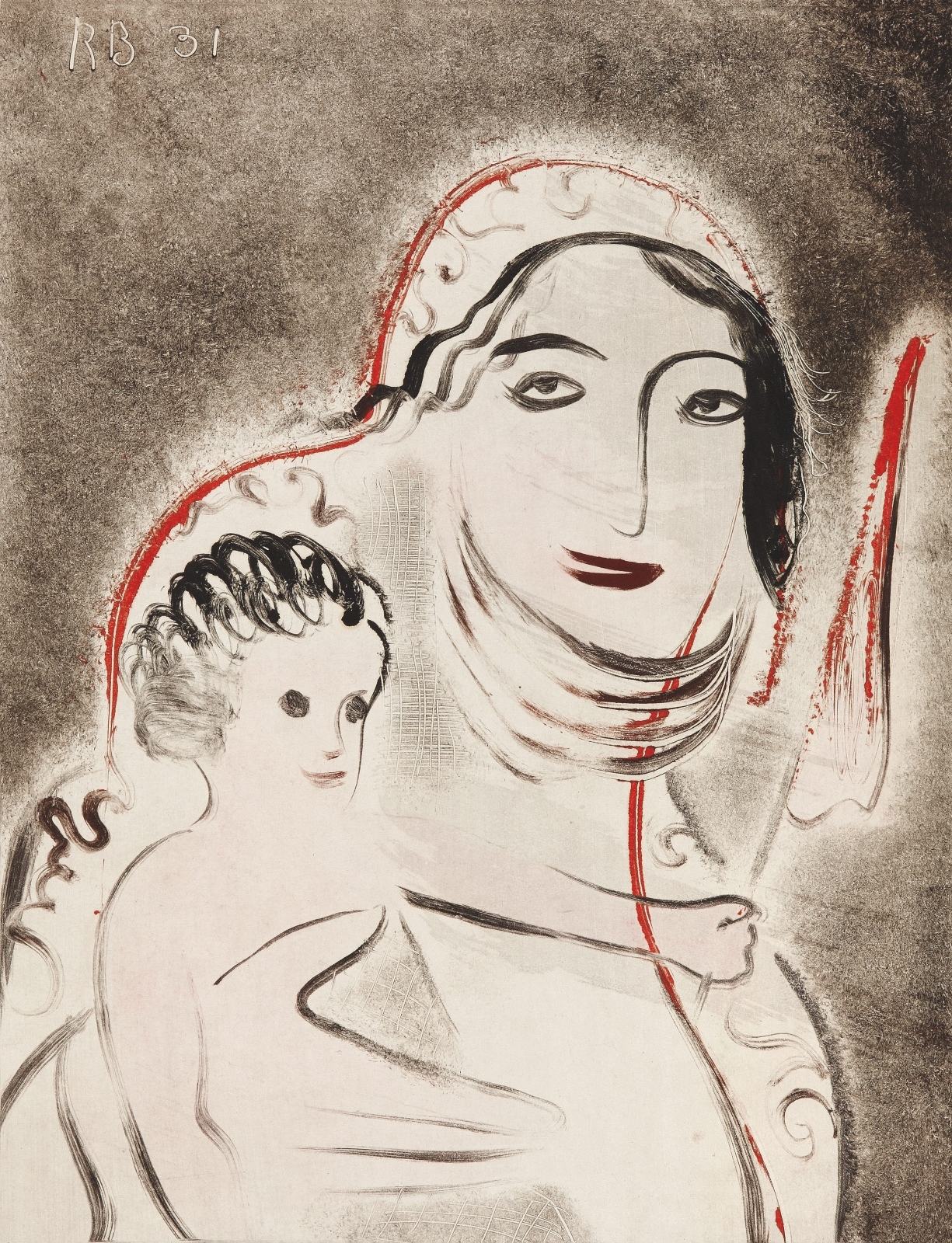 Восточная женщина с ребенком. 1931 