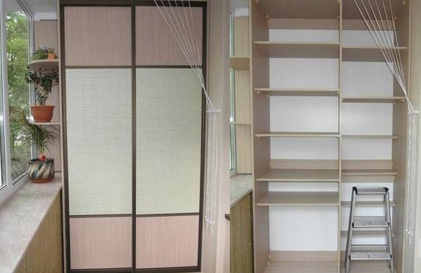 шкаф купе с угловыми полками на балкон фото 957