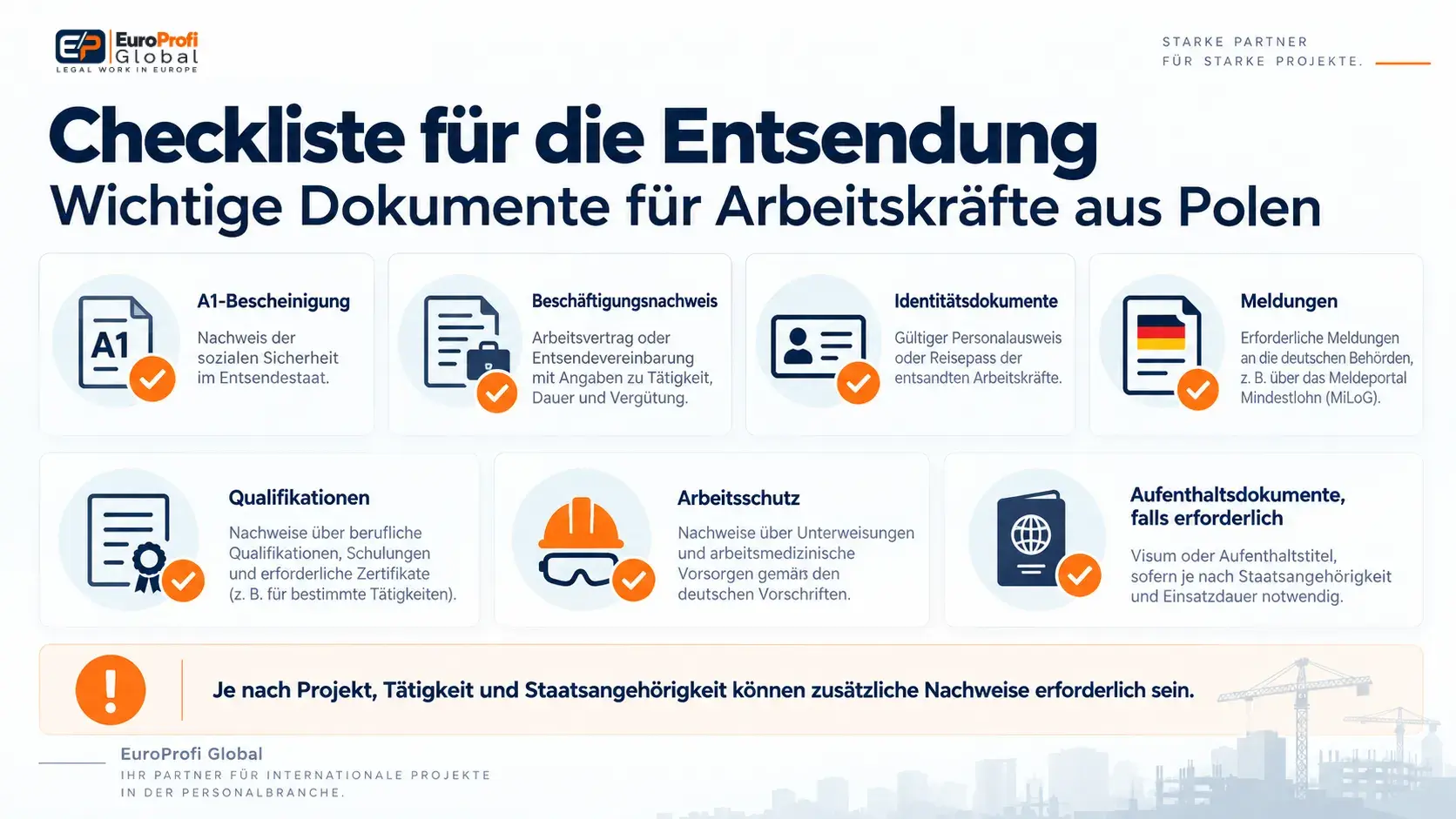 Checkliste für Dokumente bei der Entsendung von Arbeitskräften aus Polen nach Deutschland – EuroProfi