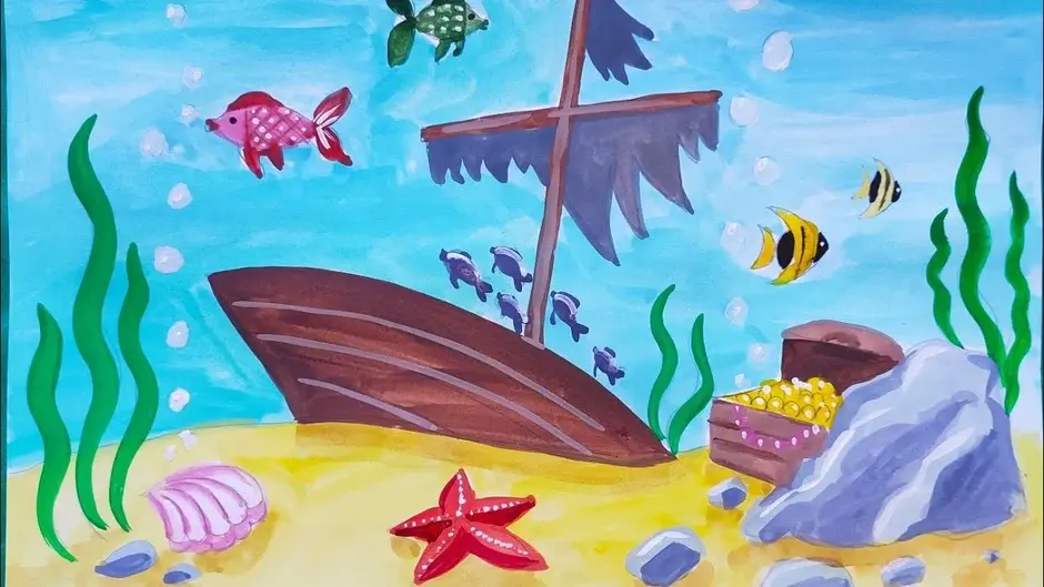 Что рисовать на каникулах с детьми? Учимся легко рисовать подводный мир акварелью