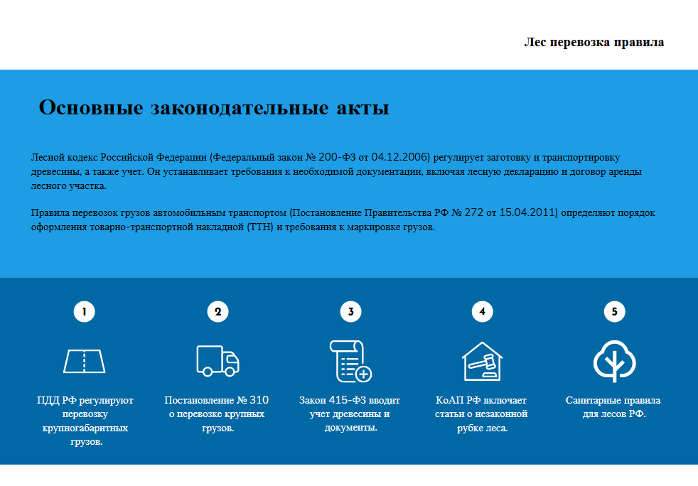 основные законы перевозки леса РФ