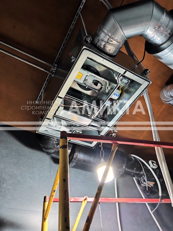 Монтаж вентиляционной установки с подключением ее к контуру отопления в котельной