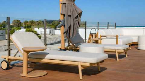 Poolside Deck - custom DOMA rug, Abu Dhabi waterfront residence