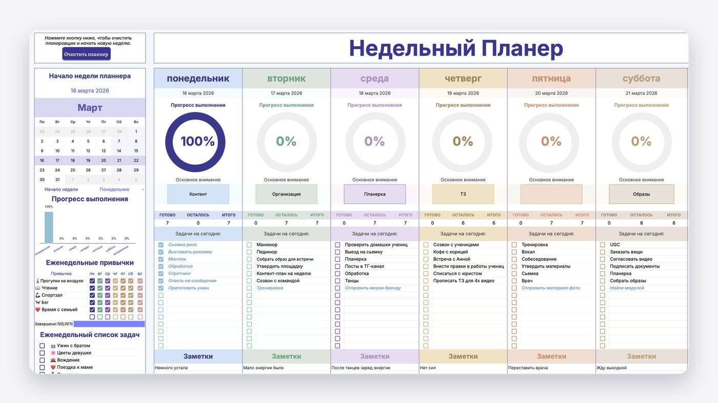 Недельный планер